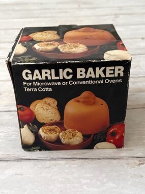Terra Cotta Garlic Baker For Microwave or Conventional Ovens NEW